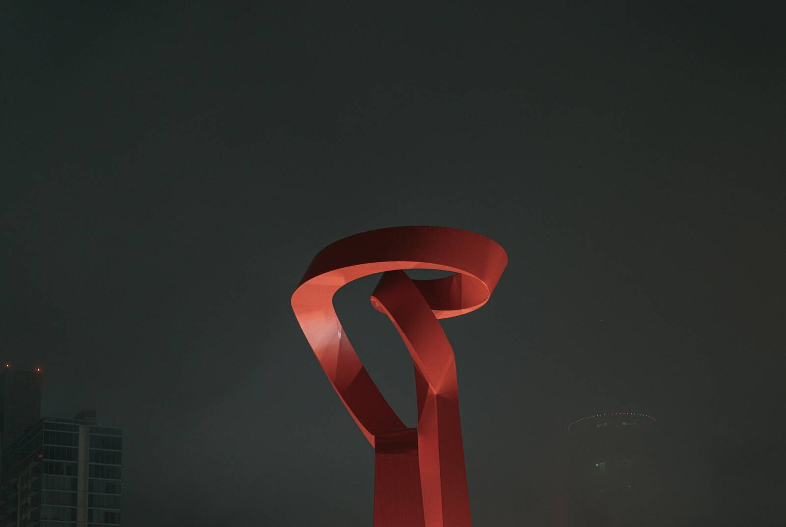 The red Torch of Friendship sculpture in downtown San Antonio